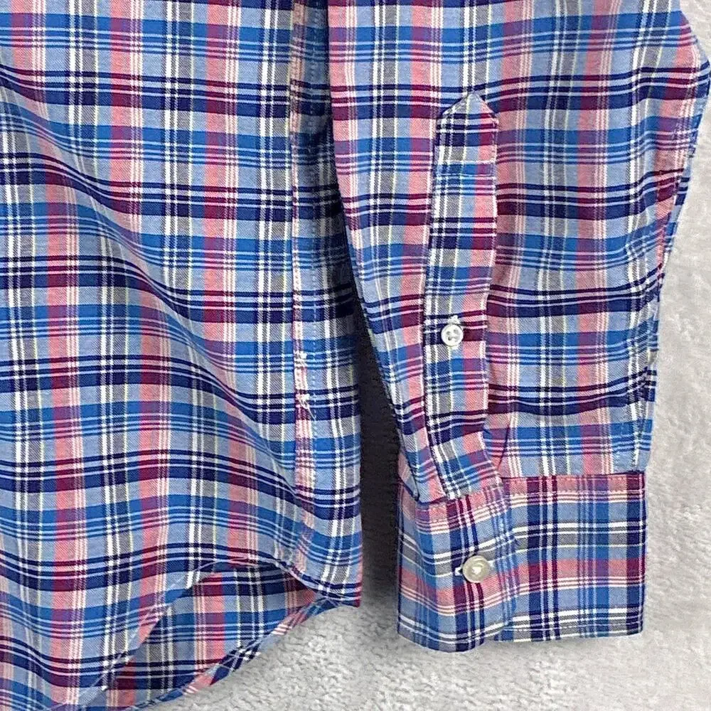 J.Crew Shirt Men M Blue Pink Plaid Broken In Oxford Preppy Heritage Classic OCBD